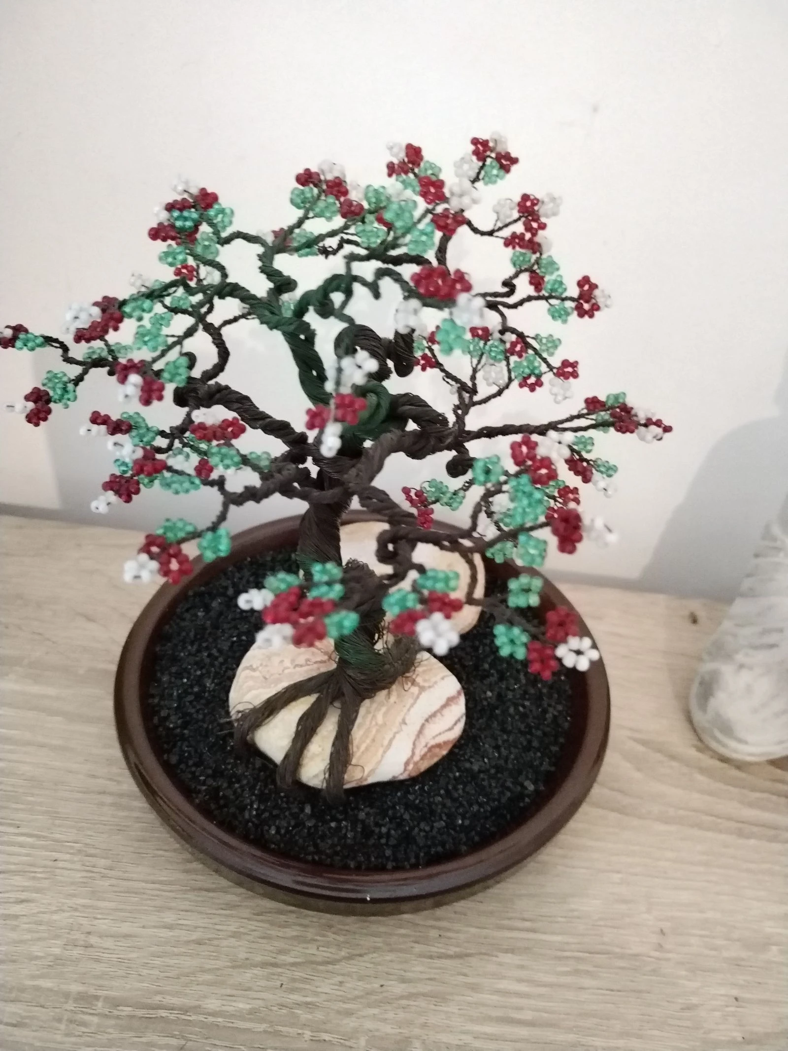 Very beautiful bonsai sculpture made of wire and pretty small beads. Handmade artisanal. – photo 14